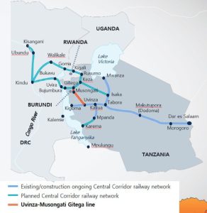 Nová spojnice mezi Tanzánií a Burundi. Mapa: Africaupdates/X.com