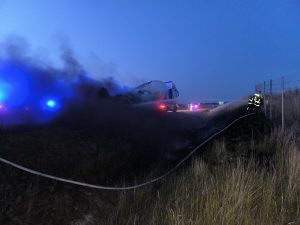 Požár cisterny na D11. Foto: HZS Královéhradeckého kraje