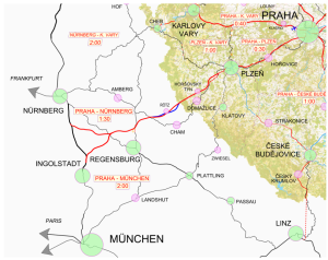 Návrh vysokorychlostní trati Rail Bavaria institutu Puls. 