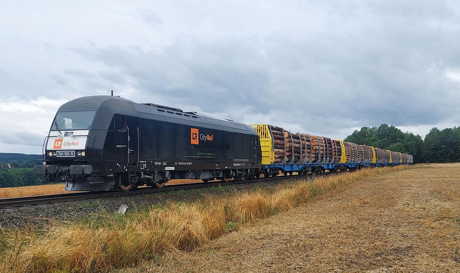 Nákladní vlak firmy CityRail z Boru do Salcburku dva kilometry od Svojšína. Pramen: CityRail