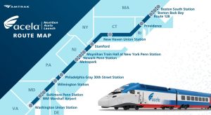 Mapa nasazení nových vlaků NextGen Acela. Foto Amtrak