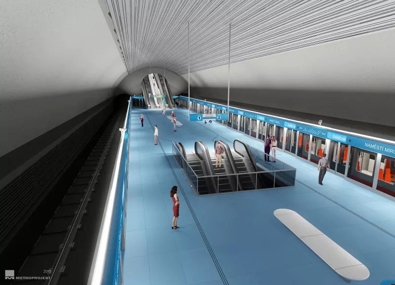 Předběžný návrh stanice metra D Náměstí Míru. Zdroj: DPP, Metroprojekt