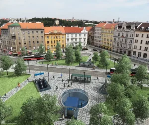 Předběžný návrh stanice metra D Náměstí Bratří Synků. Zdroj: DPP, Metroprojekt