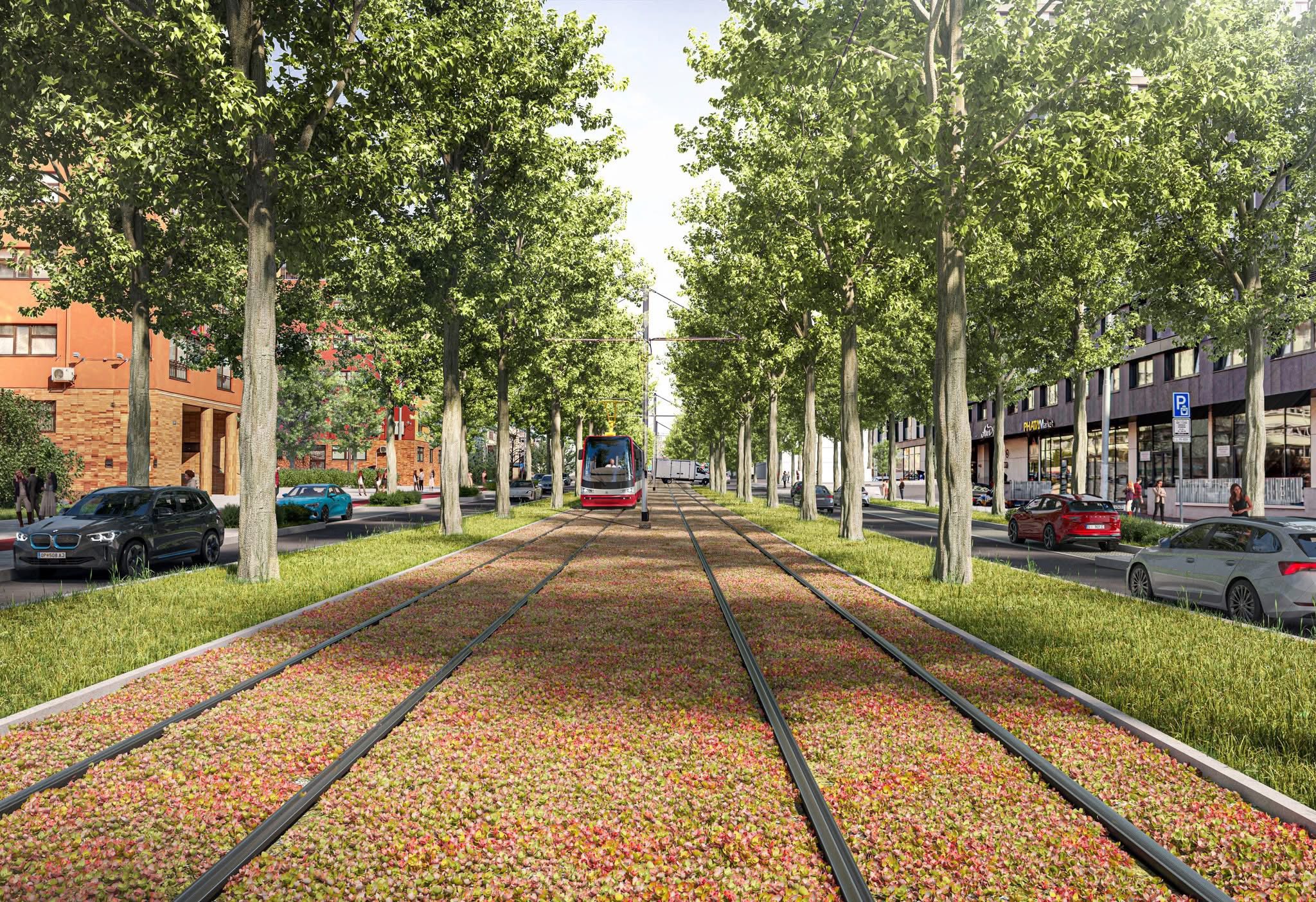 Urbanisticko-architektonická studie Olšanské ulice v Praze. Zdroj: IPR