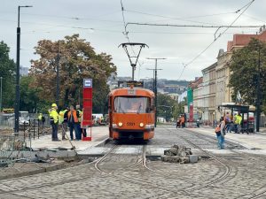 Rekonstrukce tramvajové trati v ulici U Výstaviště finišuje. Foto: DPP – Dominika Brabcová