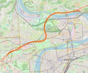Výstavba tunelového komplexu Blanka. Zdroj: OpenStreetMap