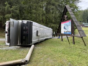 Nehoda autobusu ve Starých Hamrech.
Foto: HZS MSK