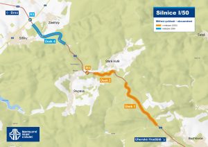 Mapa plánovaných radarů na silnici I/50. Foto: ŘSD