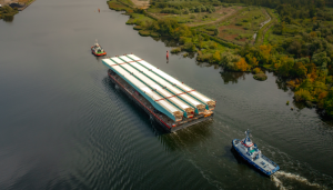 Stavba mostu přes záliv Ramfjord (září 2025). Pramen: Metrostav Norge