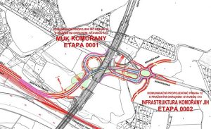 Mimoúrovňová křižovatka Komořany, ze které vzniklo zatím jen přemostění Pražského okruhu. Zdroj: IPR Praha