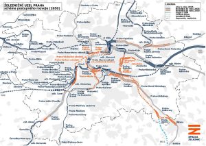 Schéma postupného rozvoje železničního uzlu Praha. Zdroj: SŽ