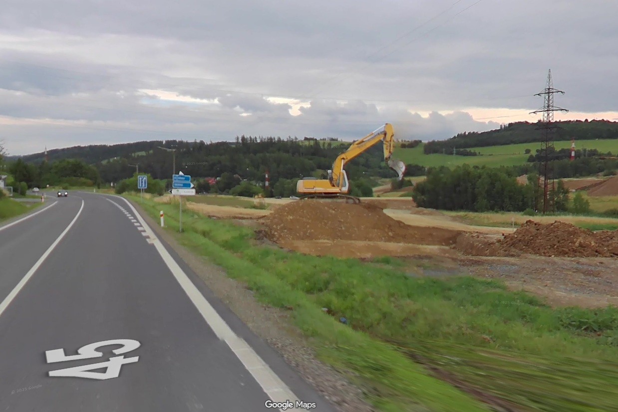 Stavba východního obchvatu Bruntálu. Zdroj: Google Street View