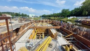 Stavba definitivního uzávěru plavebního kanálu Troja. Foto: PVS