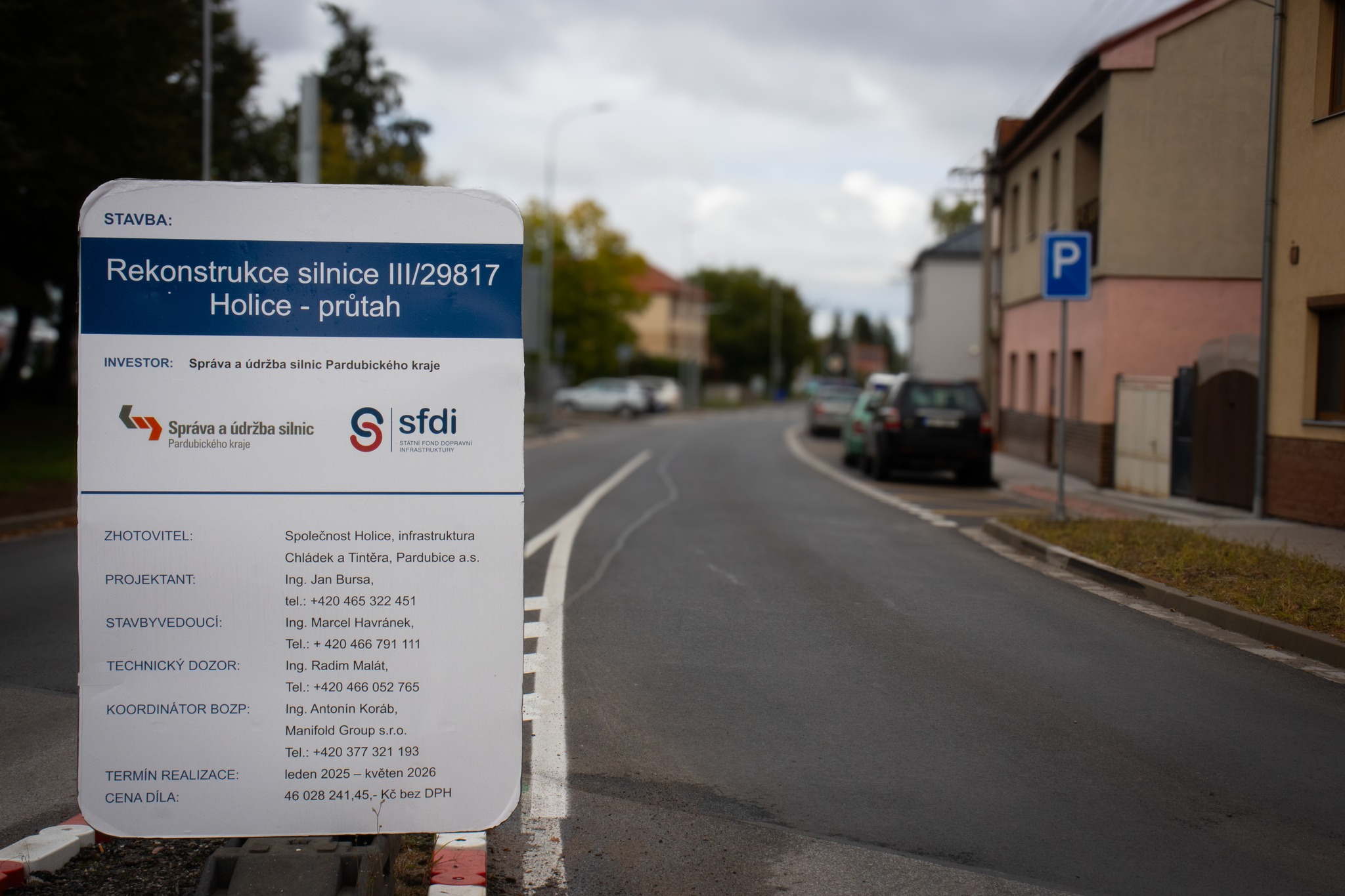 Opravená ulice Bratří Čapků v Holicích. Foto: Město Holice
