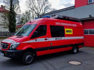 Vůz náhradní autobusové dopravy ve Frenštátu. Zdroj: Hasiči Frenštát pod Radhoštěm
