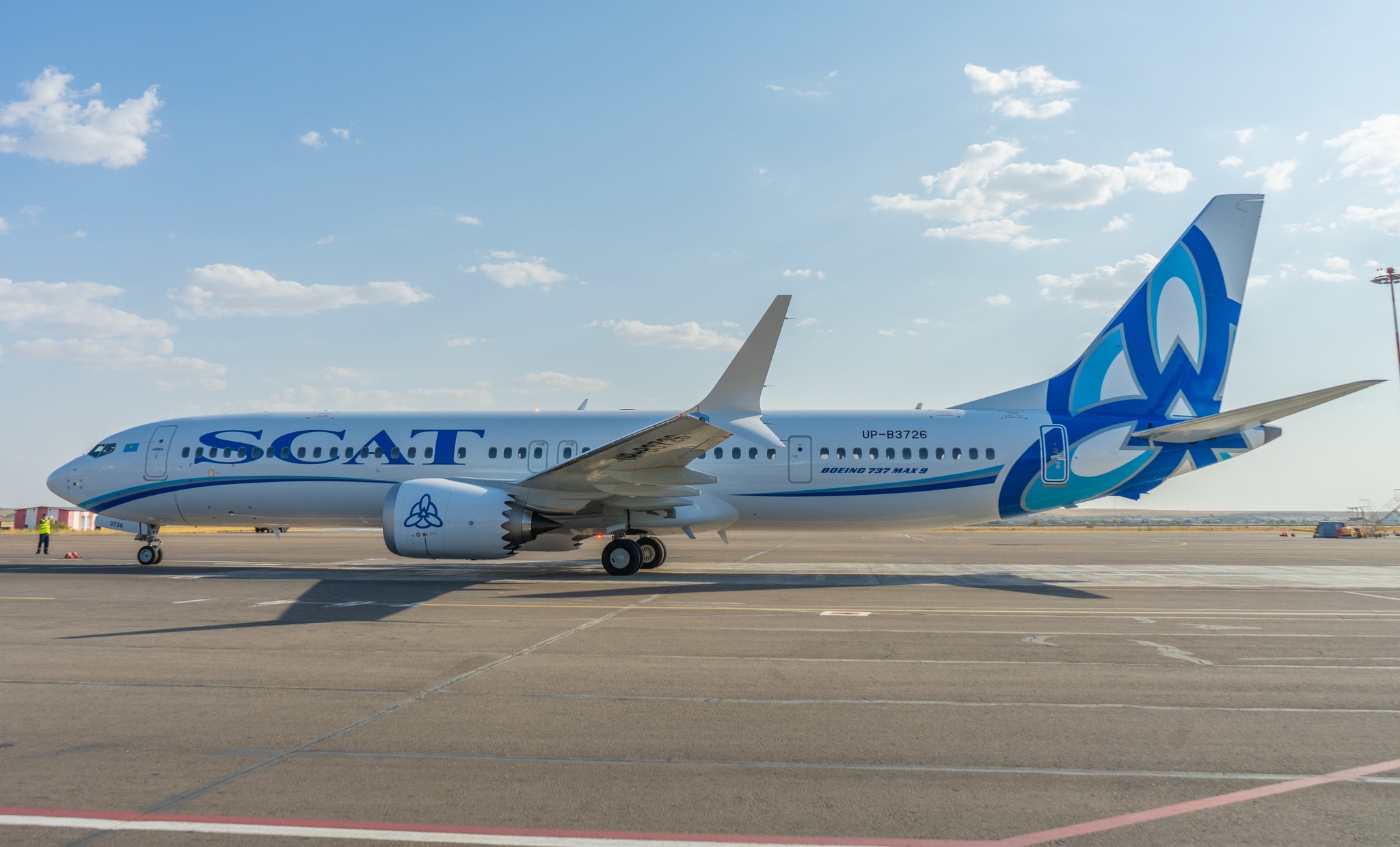 Boeing 737 MAX 9 letecké společnosti Scat Airlines. Zdroj: Letiště Praha
