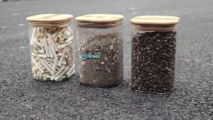 Cigaretové nedopalky jako součást odolné asfaltové směsi. Foto: Bratislavský kraj