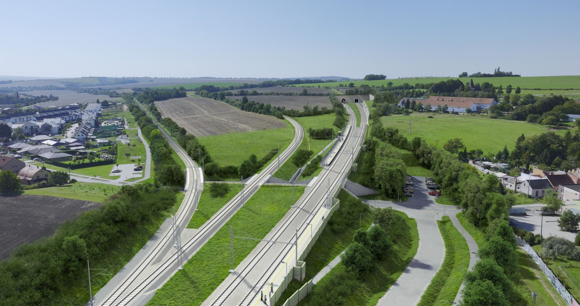 Vizualizace nové trati Brno - Přerov u Holubic. Pramen: SŽ