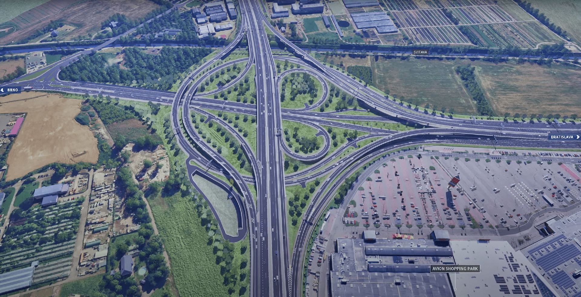 Vizualizace křižovatky D1 a D2 v Brně. Foto: ŘSD
