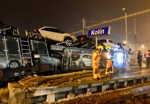 Vykolejení nákladního vlaku v Kolíně. Foto: Správa železnic