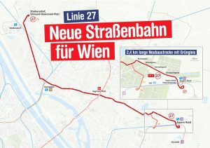 Nová tramvajová linka vede částečně po nové trati. Pramen: Wiener Linien