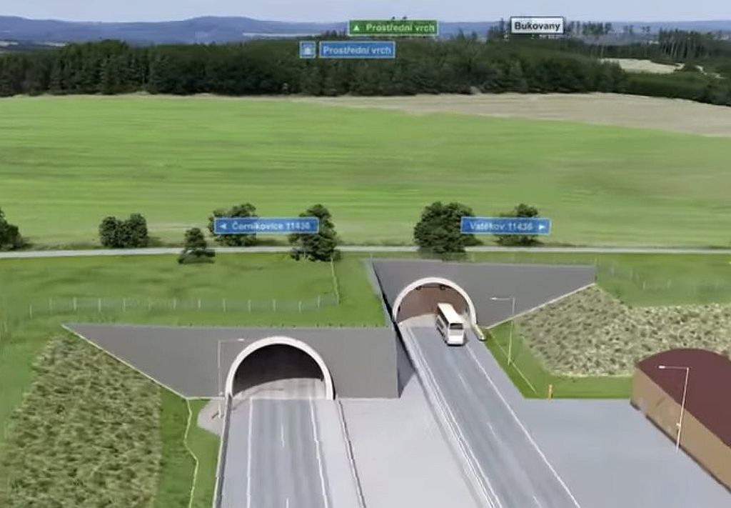 Tunel Prostřední vrch na středočeské D3, vizualizace. Pramen: ŘSD