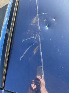 Odpadlá botka sběrače trolejbusu poničila vůz v pražských Čakovicích: Foto: René Hnilička