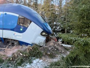 Vykolejení vlaku ČD v Německu.
Foto: Daniel Unger / THW Reichenbach