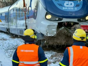 Vykolejení vlaku ČD v Německu.
Foto: Daniel Unger / THW Reichenbach