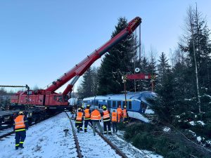 Vykolejení vlaku ČD v Německu.
Foto: Daniel Unger / THW Reichenbach