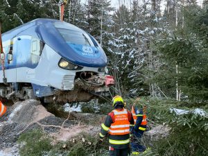 Vykolejení vlaku ČD v Německu.
Foto: Daniel Unger / THW Reichenbach