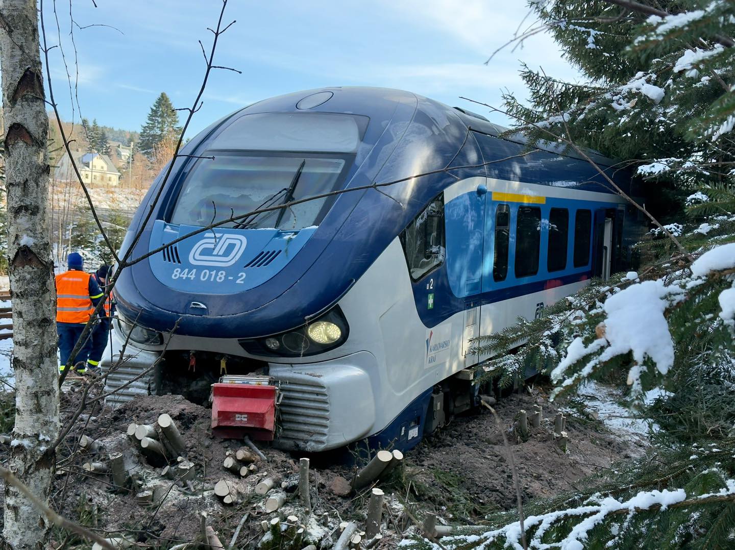 Vykolejení vlaku ČD v Německu. Foto: Daniel Unger / THW Reichenbach