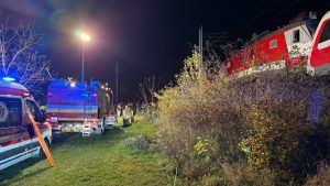 Srážka vlaků na Slovensku. Zdroj: Facebook.com - Hasičský a záchranný zbor