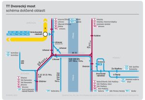 Chystané změny tramvajových a autobusových linek v oblasti Dvoreckého mostu. Zdroj: Ropid