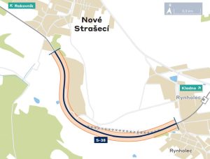 Přeložka traťového úseku Stochov - Nové Strašecí. Pramen: Správa železnic