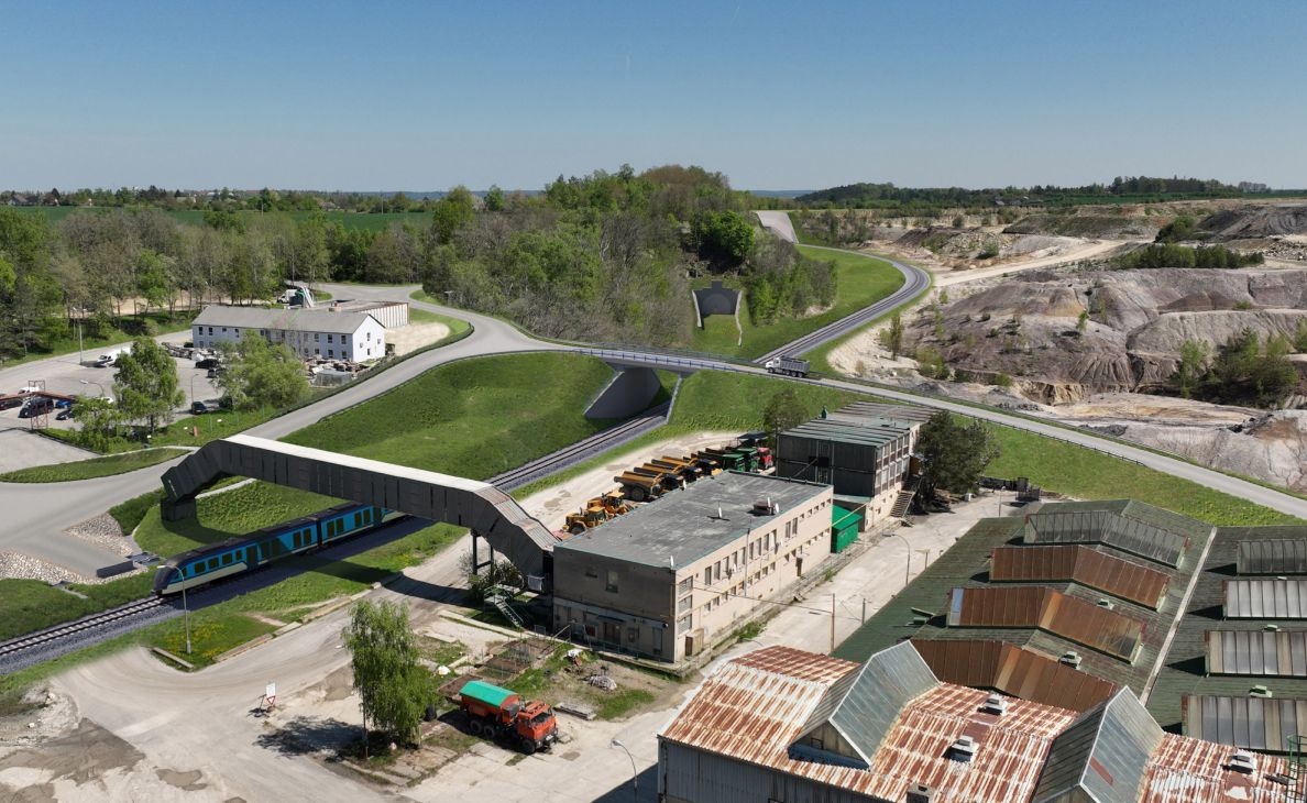 Přeložka tratě Stochov - Nové Strašecí, vizualizace. Pramen: Správa železnic