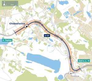 Úsek Podkrušnohorské magistrály při plánované modernizaci stanice Chabařovice. Foto: Správa železnic