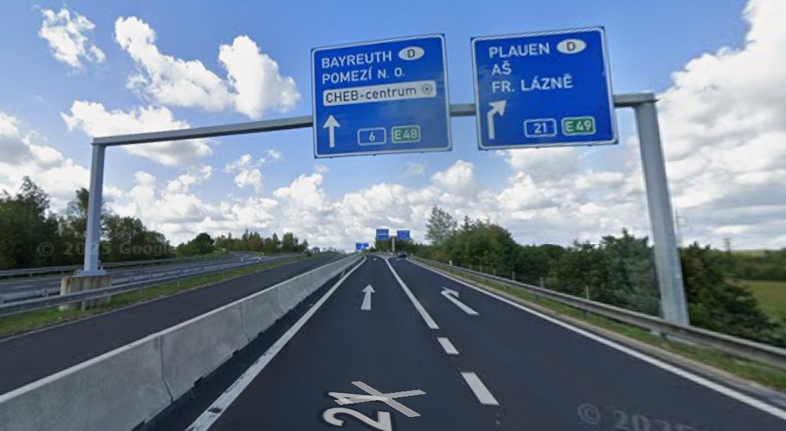 Konec D6 u Chebu. Foto: Google Street View