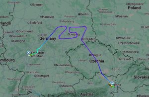 Poslední let Boeingu 757. Foto: Flightradar24.com