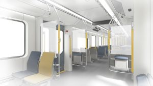 Interiér vlaku pro Region Stockholm. Zdroj: Škoda Group