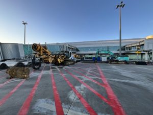 Práce na modernizaci stání u prstu C na Letišti Praha. Pramen: Strabag