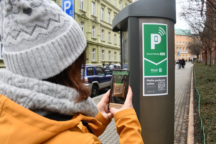 Placení parkování přes QR kód. Foto: Radka Žáková / Plzen.eu
