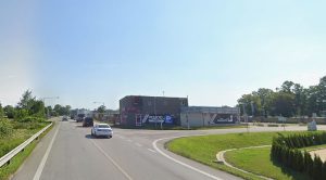 Původní křižovatka na vjezdu do areálu budějovického letiště ze silnice I/3. Pramen: Google Maps