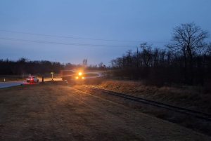 Hevlínská dráha s Prasátkem a nákladním vagonem (5. 12. 2025). Pramen: Hattrick Transport