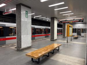 Zrekonstruovaná stanice metra Pankrác C.
Foto: Zdopravy.cz / Vojtěch Očadlý