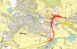 II/154, východní obchvat Kaplice. Pramen: Jihočeský kraj