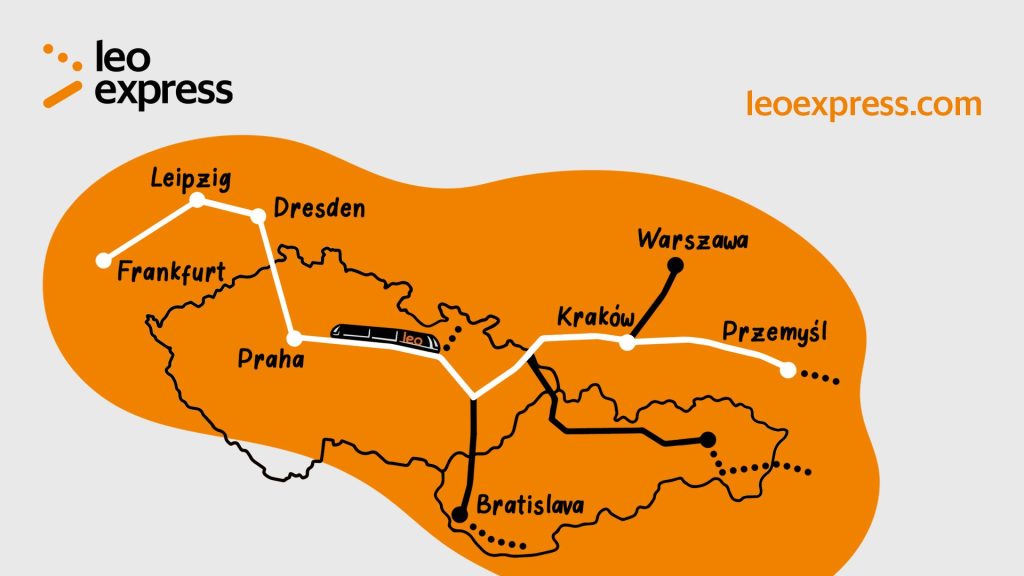 Trasa vlaku Frankfurt - Přemyšl. Foto: Leo Express