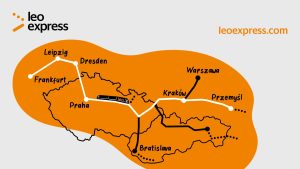 Trasa vlaku Frankfurt - Přemyšl. Foto: Leo Express