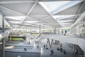 Vizualizace nového autobusového nádraží ve Vídni. Pramen: ZOOMVP, Burtscher Durig ZT