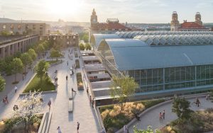 Vizualizace platformy pro zástavbu prostoru nad kolejišti pražského hlavního nádraží. Zdroj: Penta Real Estate